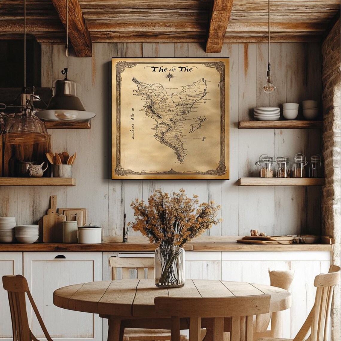 Vintage Fantasy Map Compass Rose Antique Cartography Art Print - Image 3