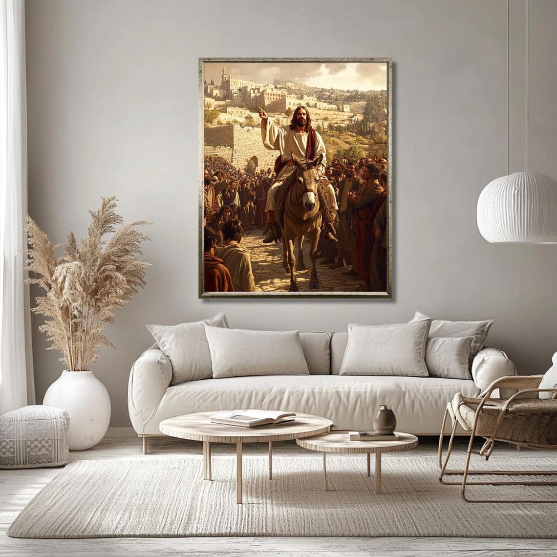 Jesus Triumphal Entry into Ancient Jerusalem on a Donkey Art Poster - Image 2