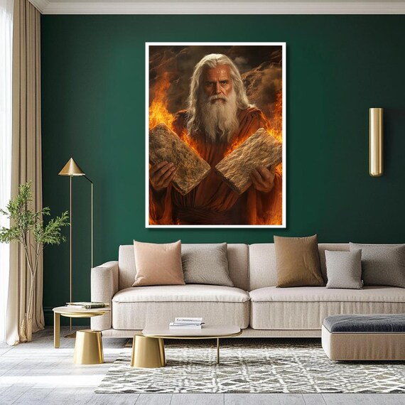 Moses Presenting Two Stone Tablets of the Ten Commandments Poster