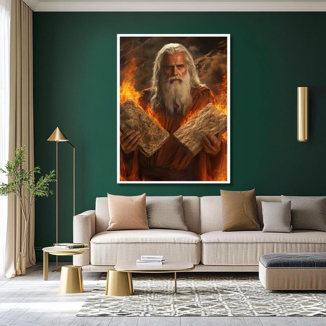 Moses Presenting Two Stone Tablets of the Ten Commandments Poster