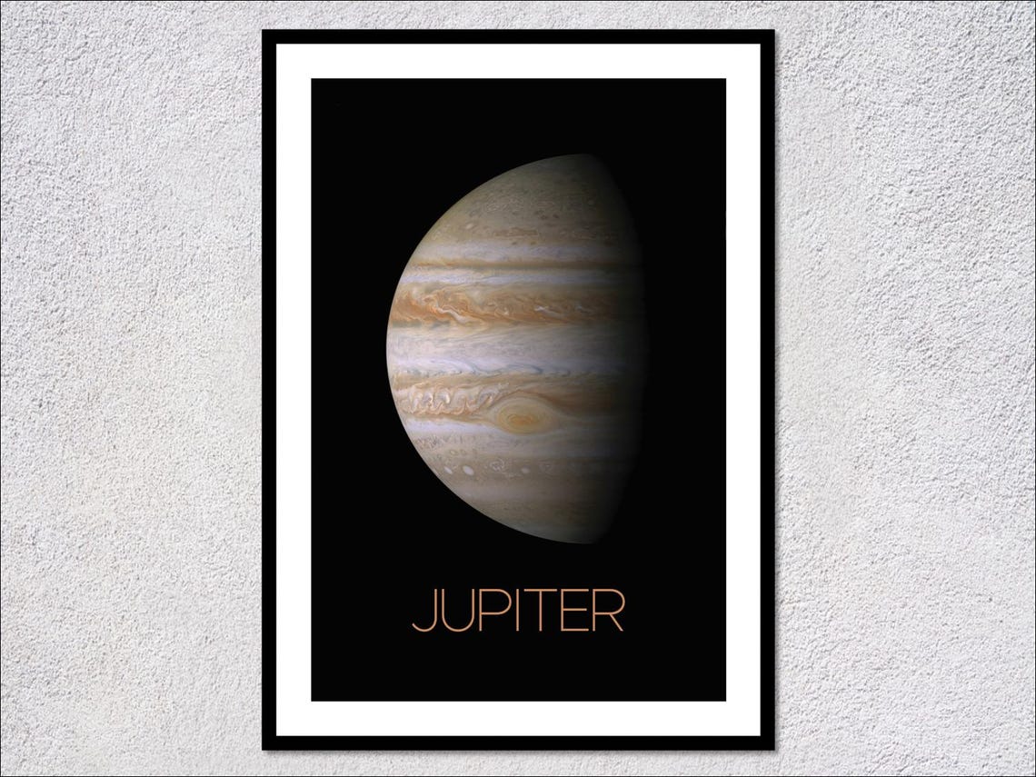 Jupiter Planet Minimalist Black Space Astronomy Photography Art Print