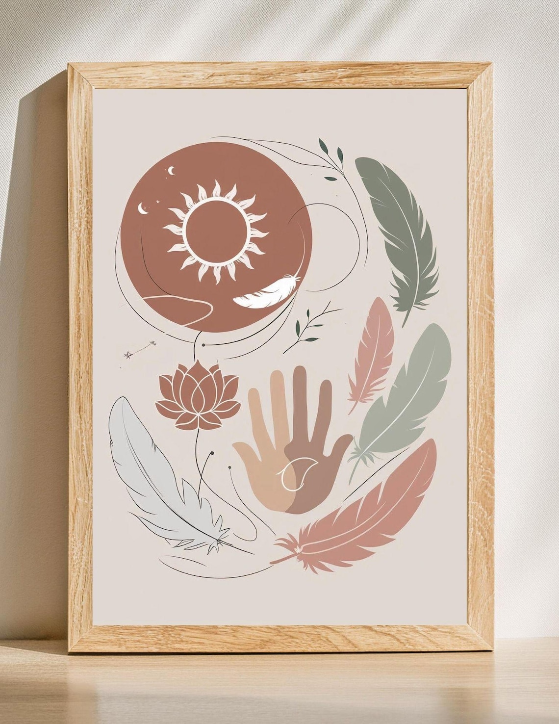 Boho Mental Health Art Print, Earthy Tones