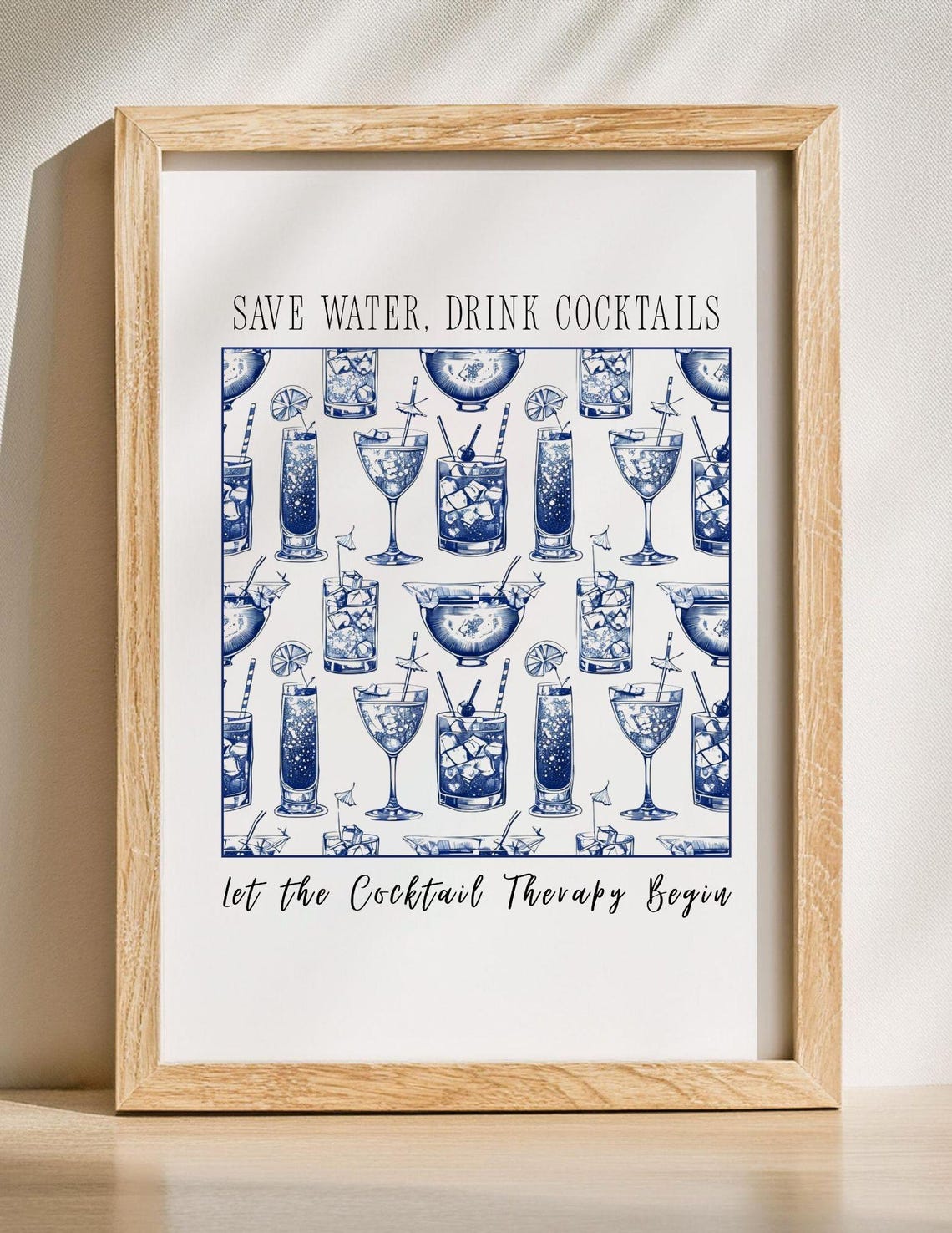 Funny Cocktails Bar Cart Print Summer Wall Art