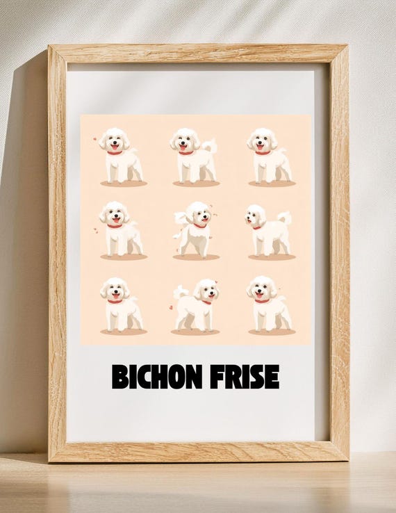 Bichon Frise Wall Art Dog Illustration Pet Decor Gift Nursery Home