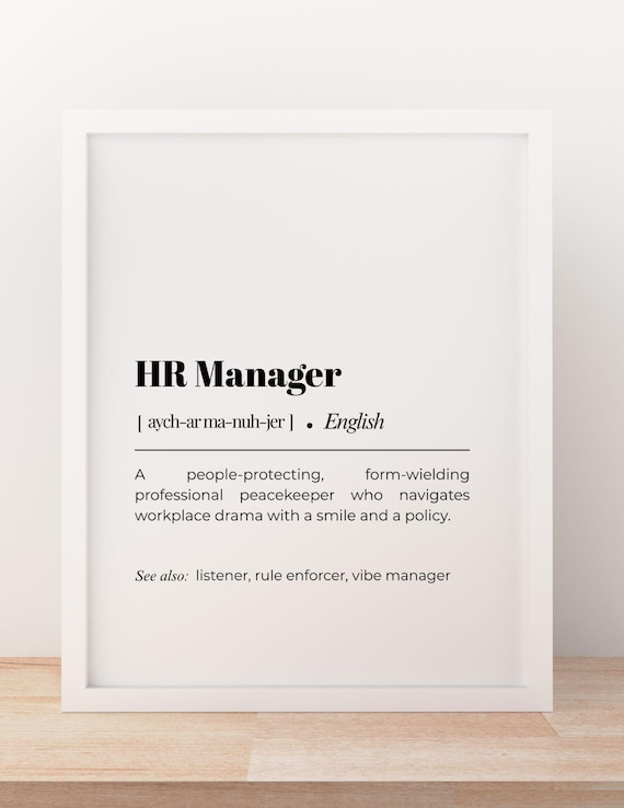 HR Manager Funny Definition Office Humor Dictionary Wall Poster