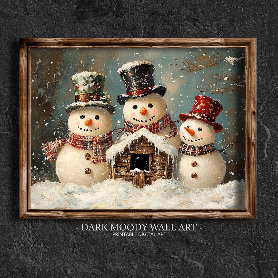 Rustic Snowman Family Christmas Wall Art Print - Image 4