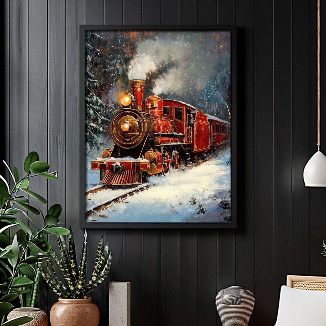 Christmas Train Vintage Art Print, Winter Forest - Image 6