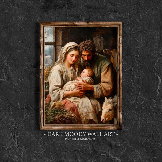 Holy Family With Baby Jesus, Vintage Christian Art Print