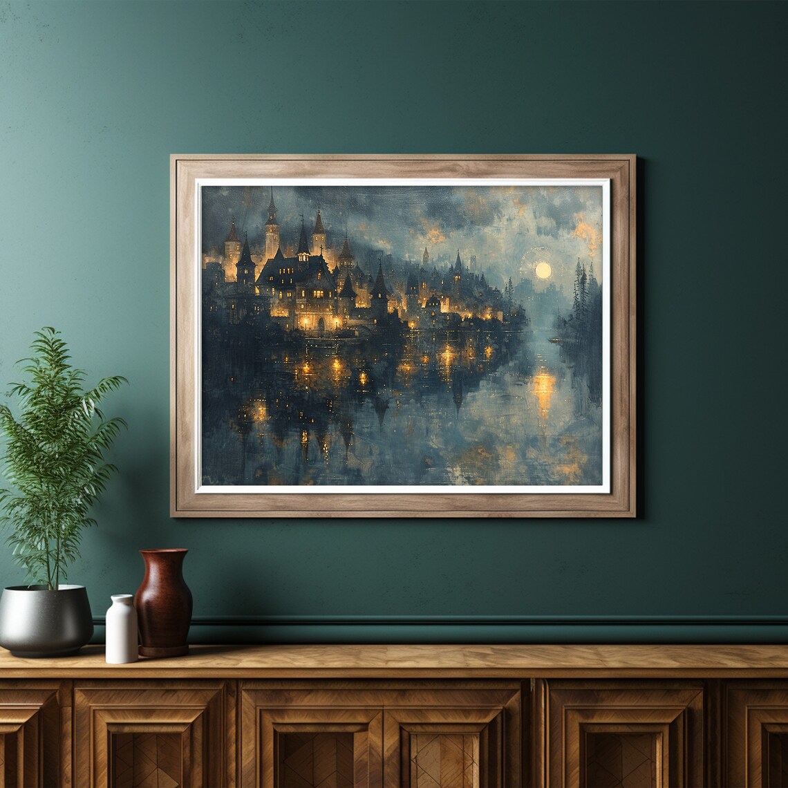 Fantasy Castle Painting Fairytale City Art Print - Image 6