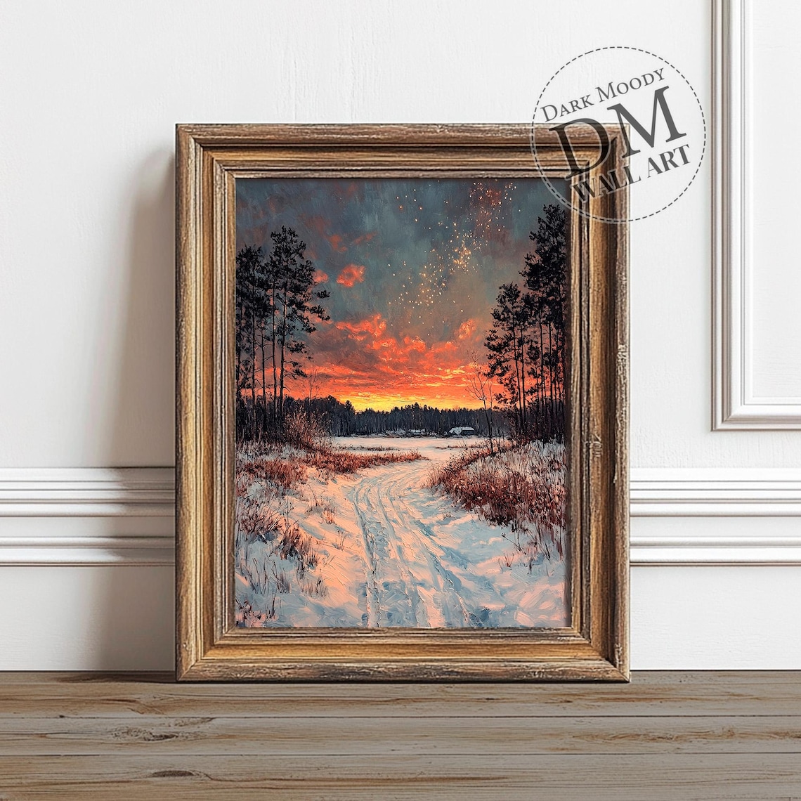 Winter Landscape Wall Art Print, Moody Snowy Path