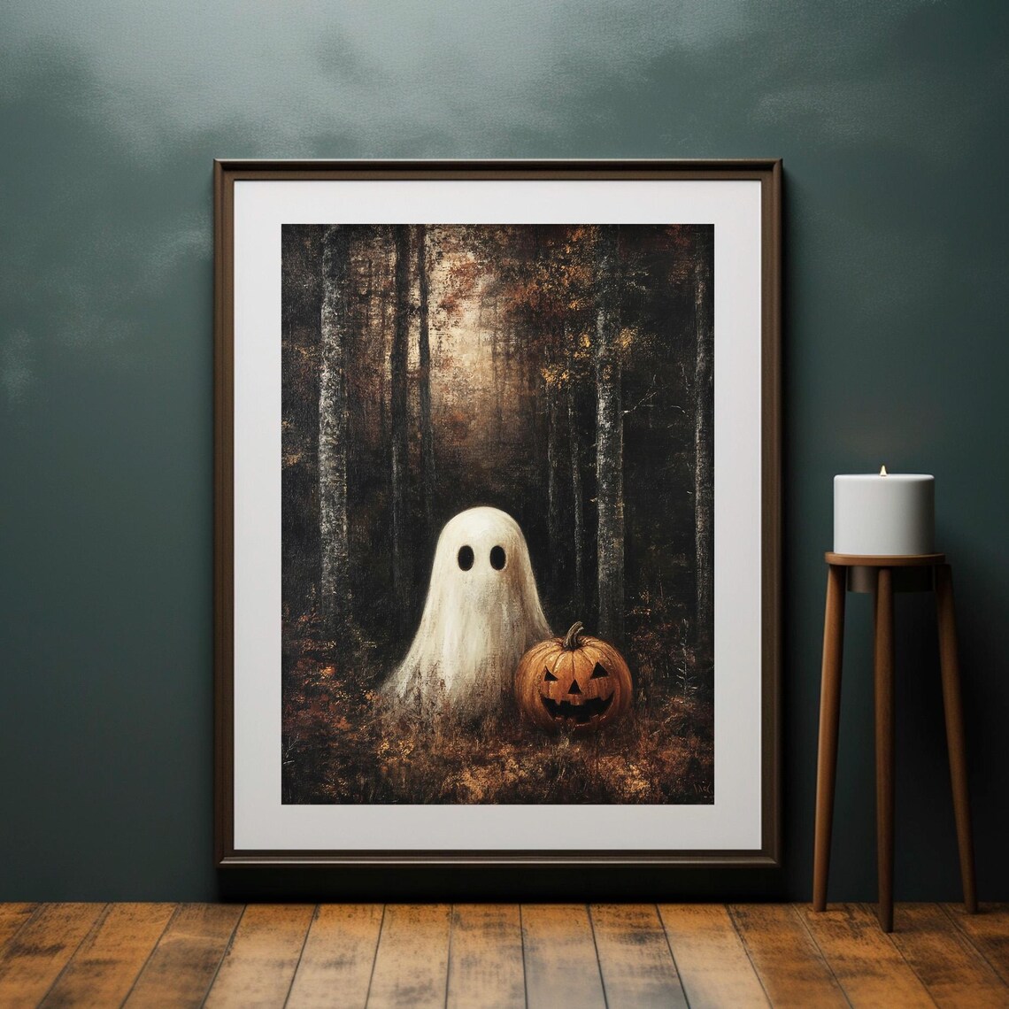 Dark Forest With Ghosts, Vintage Halloween Art Print - Image 2