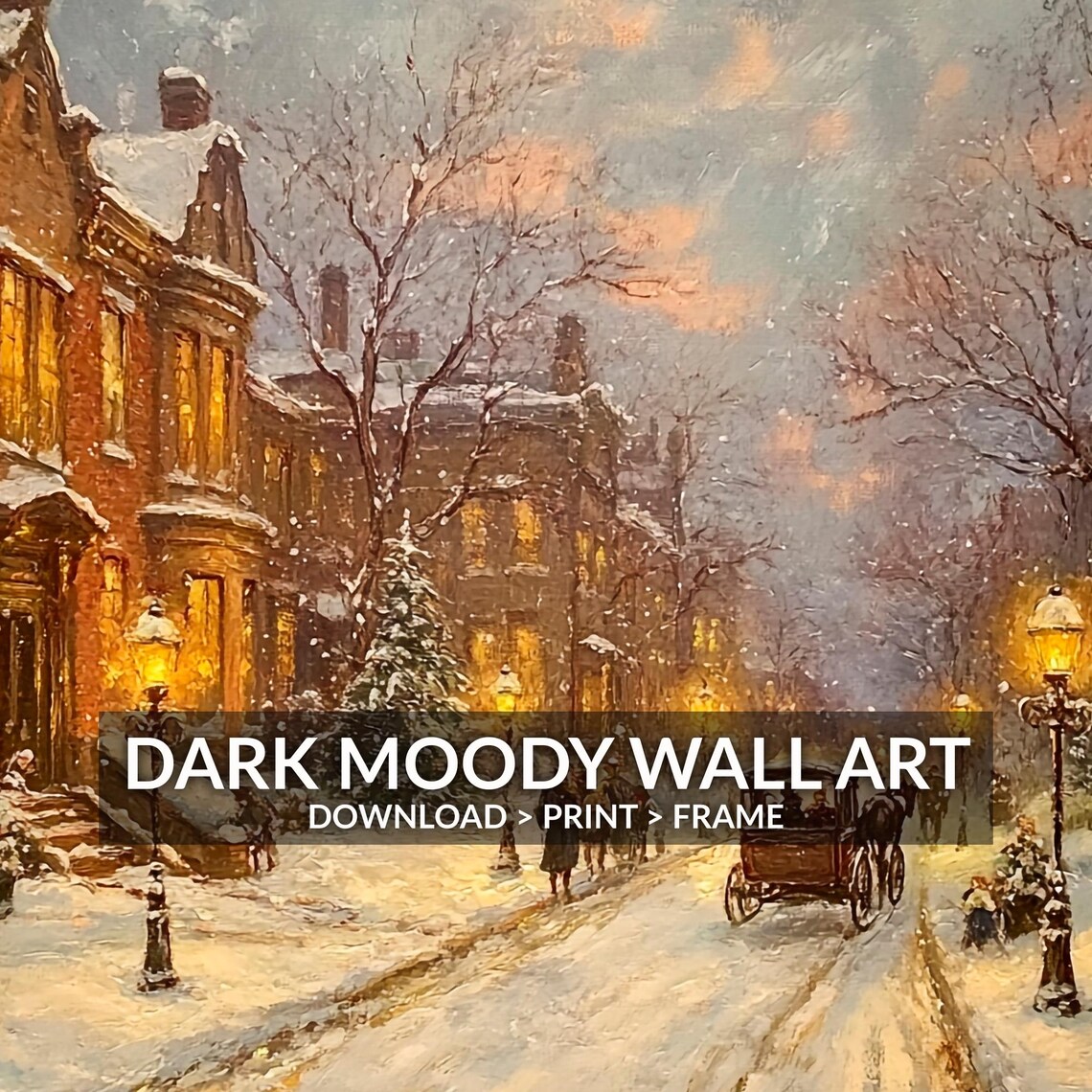 Victorian Chicago Snowy Street Vintage Winter City Scene Wall Art - Image 6