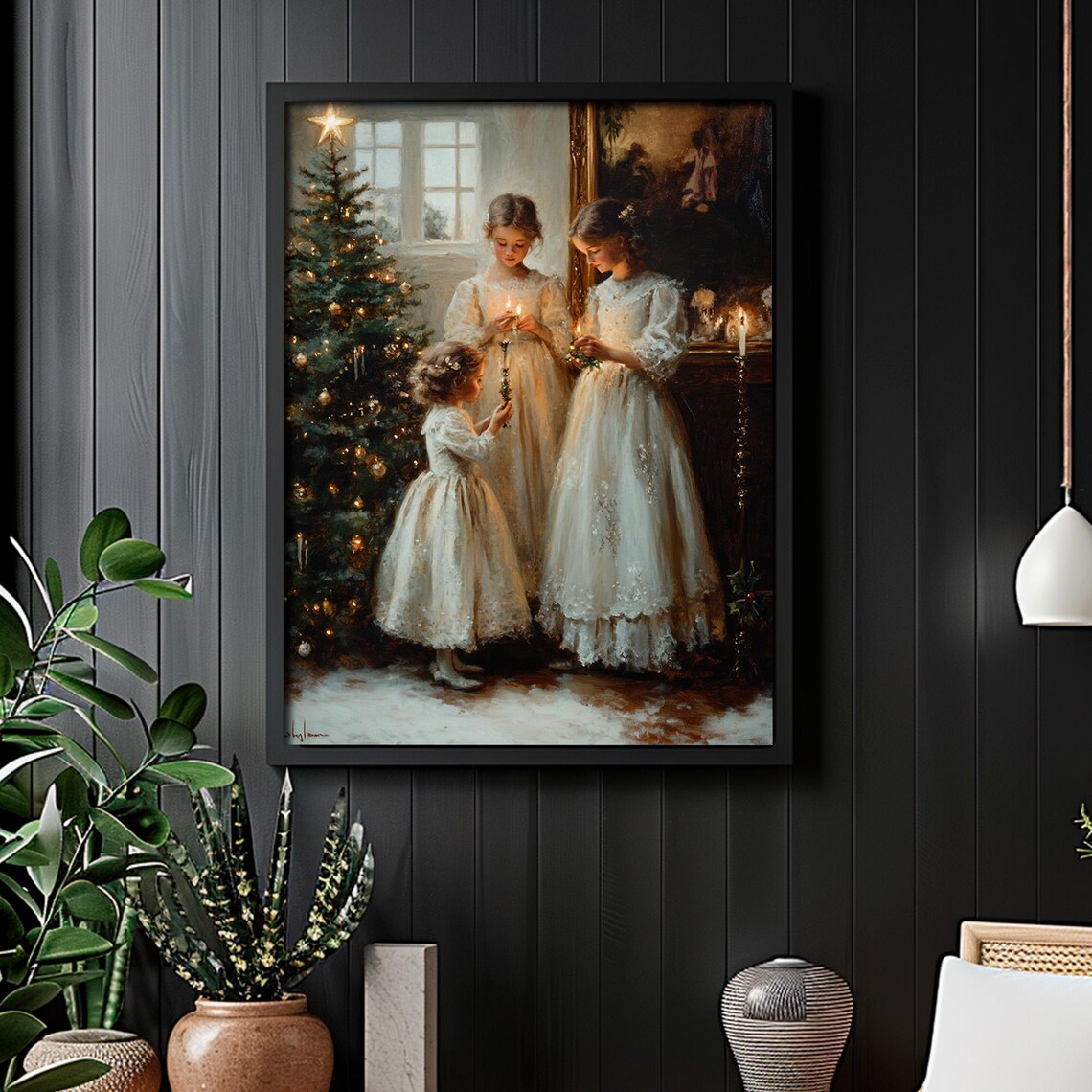 Vintage Christmas Tree Art Print, Victorian Farmhouse - Image 2