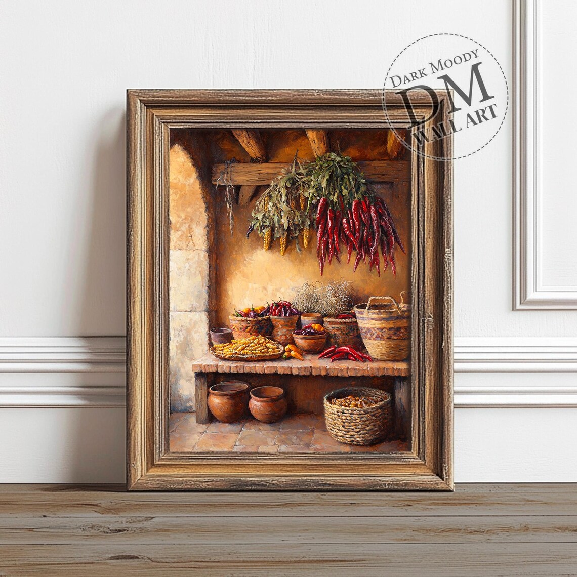 Mexican Chili Corn Rustic Moody Pantry Art Print