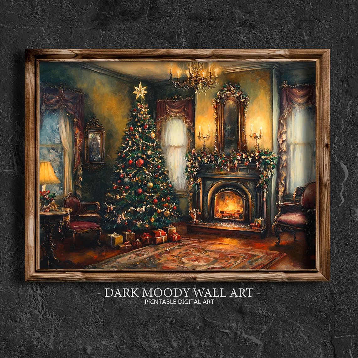 Victorian Christmas Tree With Fireplace, Dark Academia Decor - Image 3