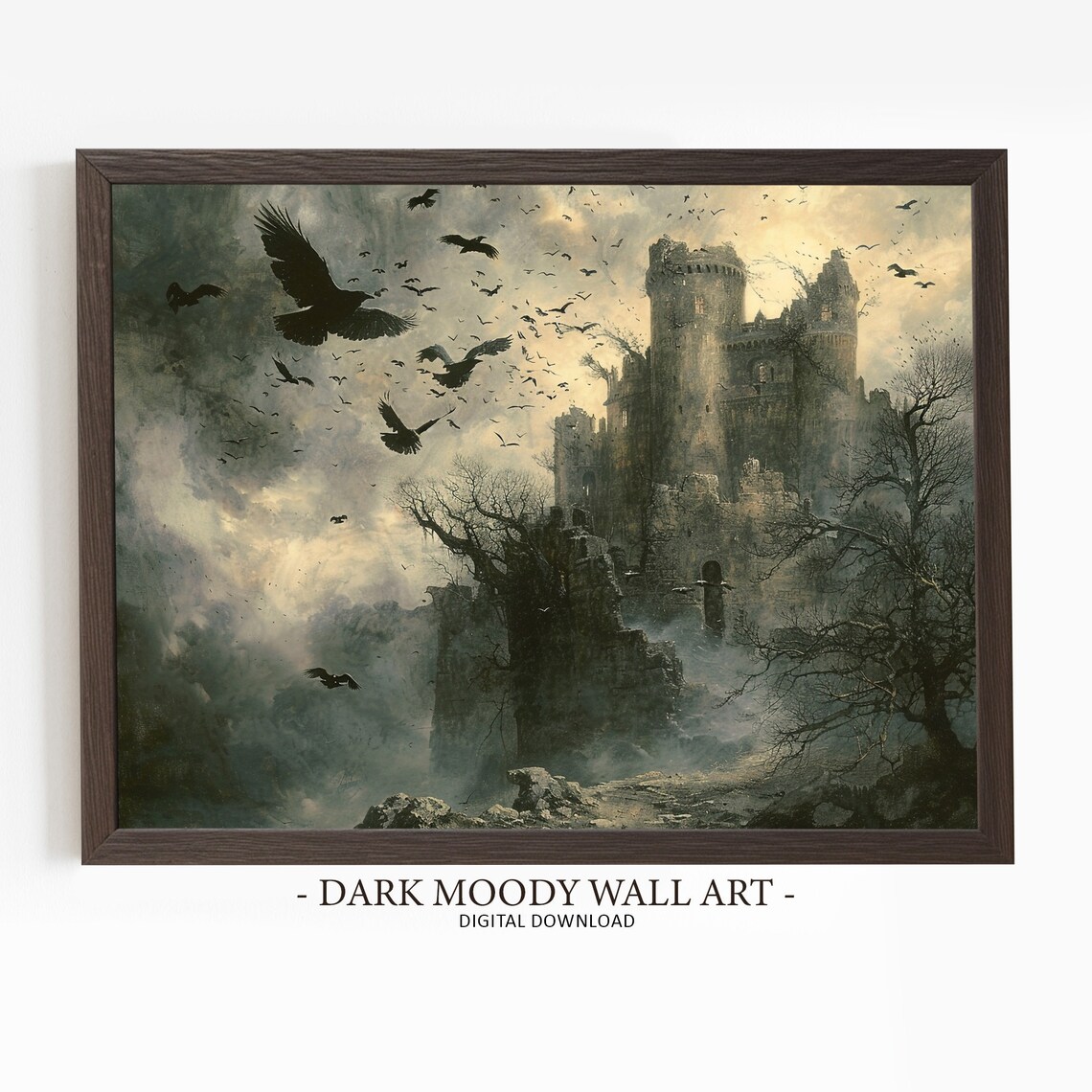 Haunted Castle Gothic Dark Fortress With Ravens Art Print