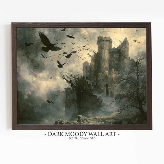 Haunted Castle Gothic Dark Fortress With Ravens Art Print