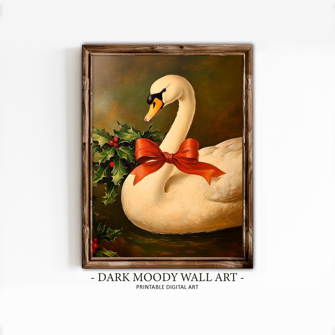 Christmas Swan Vintage Christmas Tree Art Print - Image 5