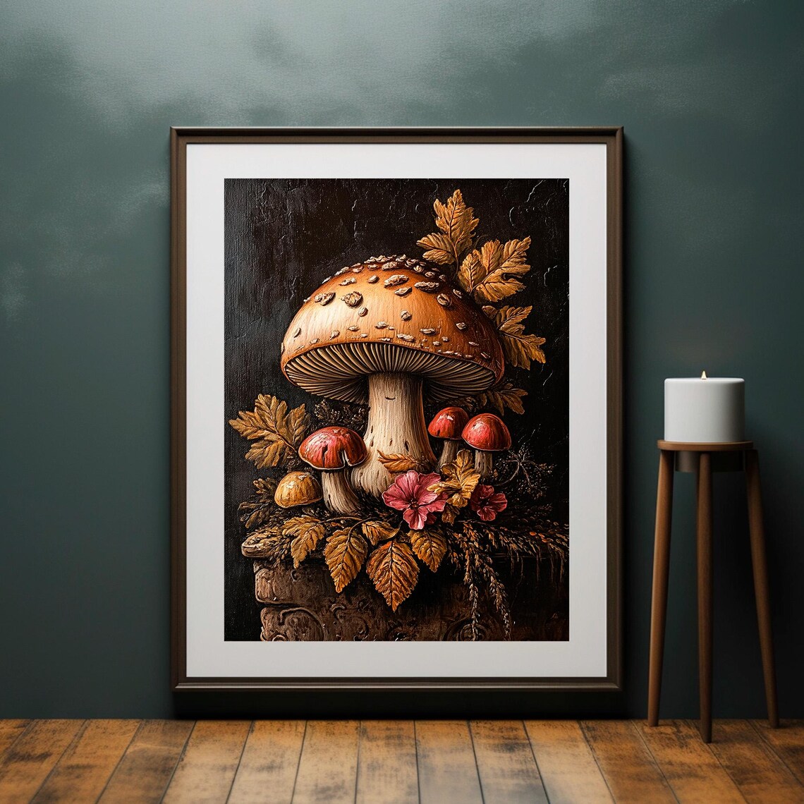 Wild Mushroom Still Life Dark Autumn Botanical Art Decor Poster - Image 2