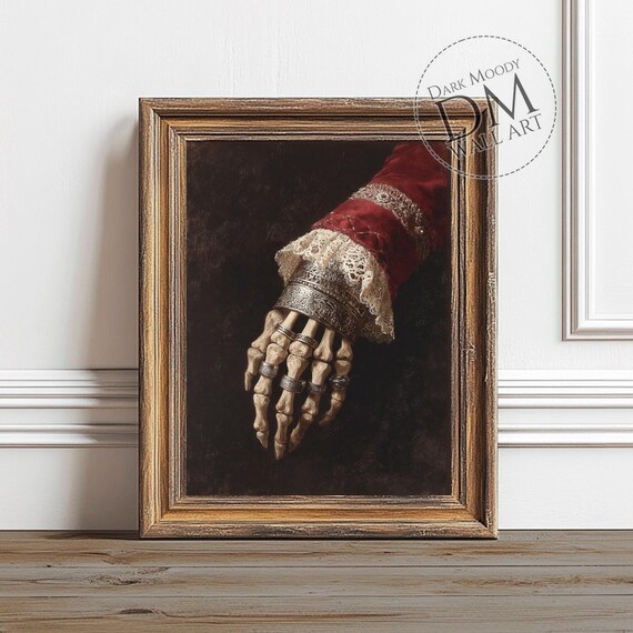 Victorian Skeleton Hand Gothic Wall Art Print Dark Halloween Decor