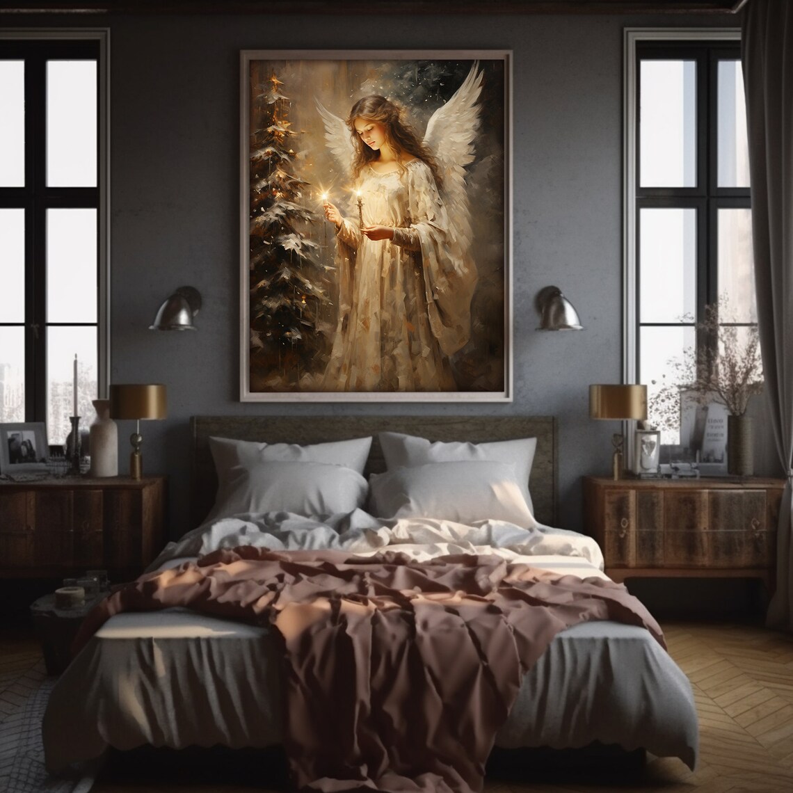 Christmas Angel Vintage Holiday Decor Art Print - Image 4
