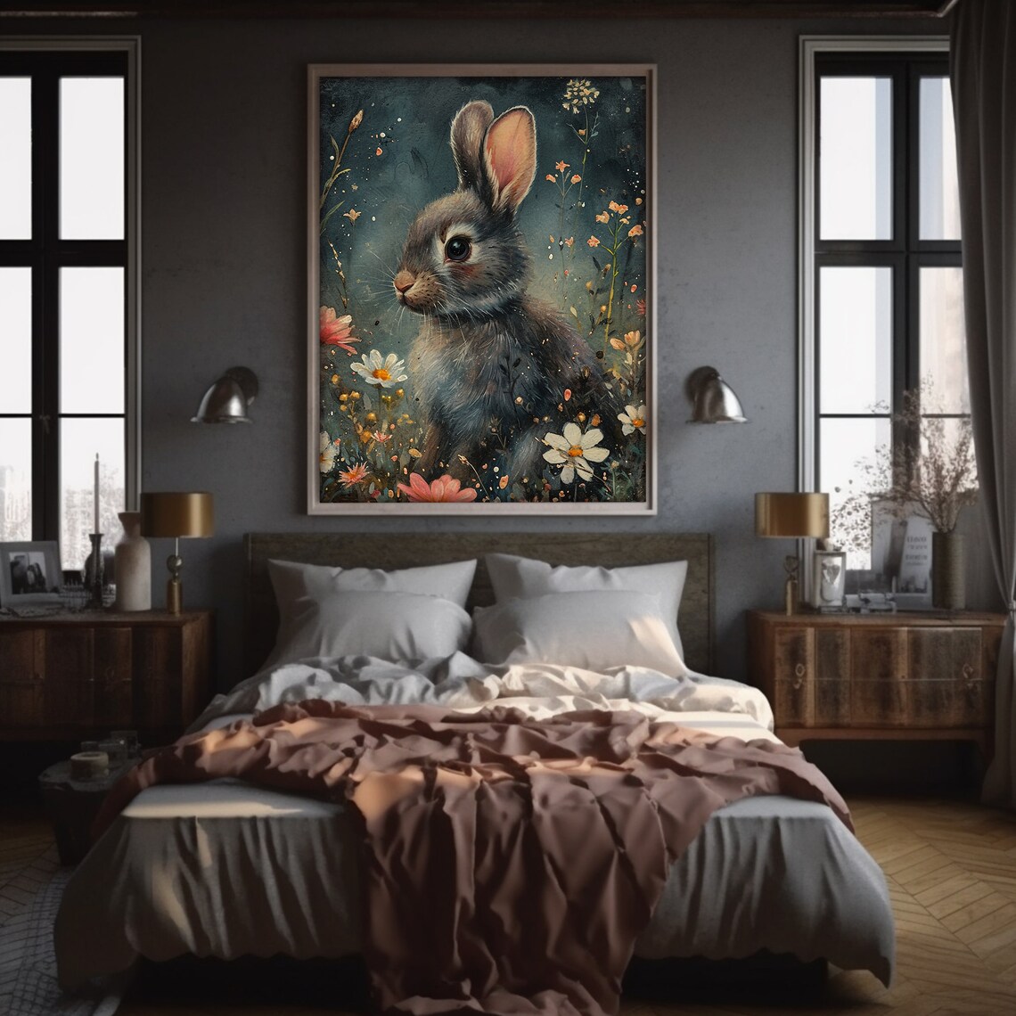 Easter Bunny Prints, Dark Academia Rabbit Painting - Image 4