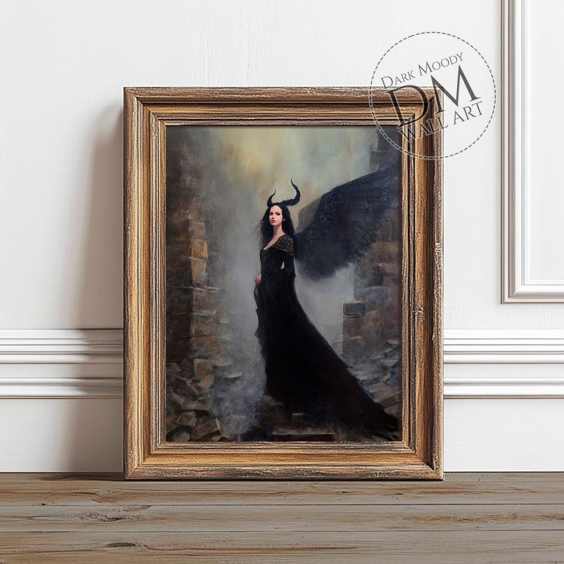 Dark Angel Wall Art Gothic Horned Woman Fantasy Print
