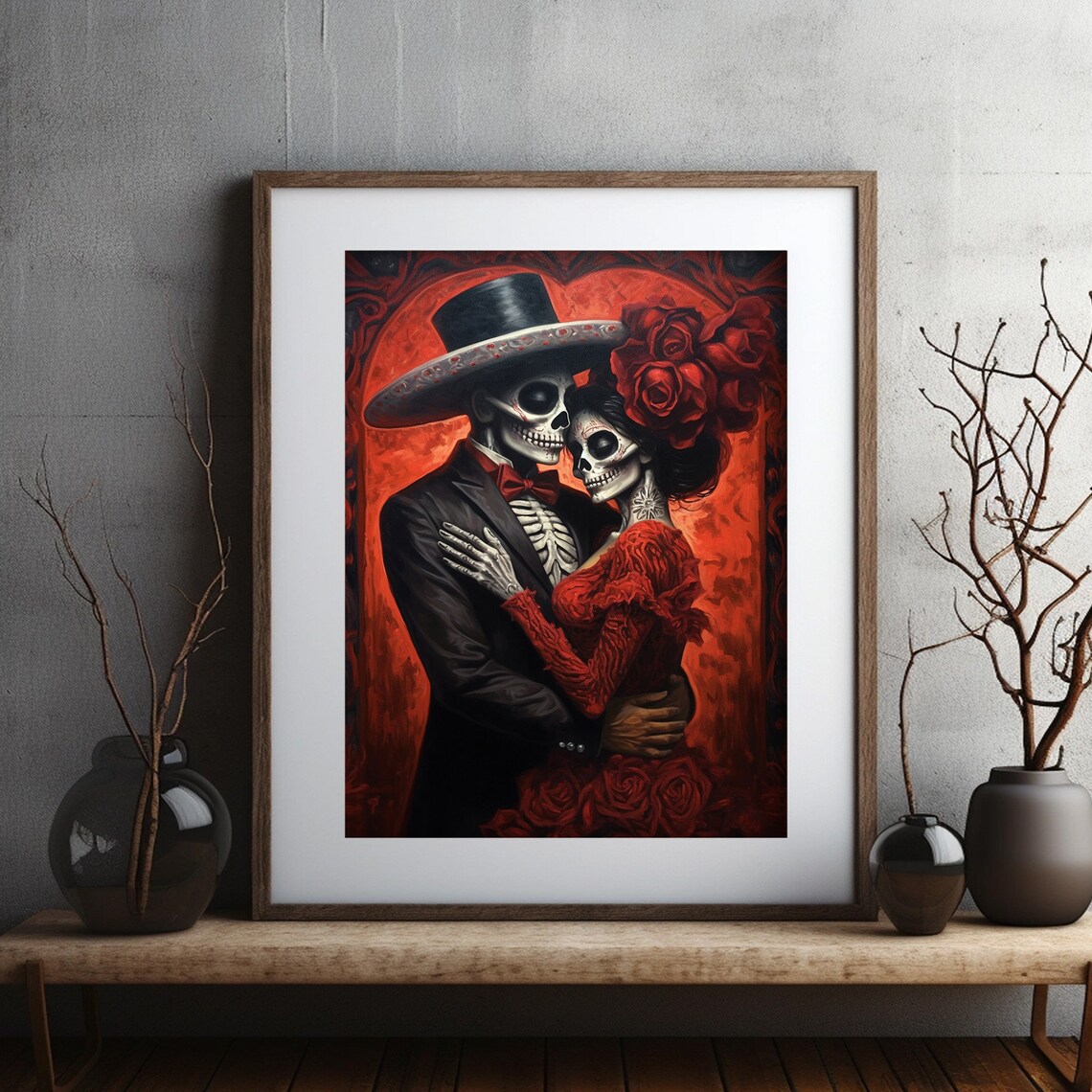 Dia De Los Muertos Catrina Calavera Couple Art Print - Image 4