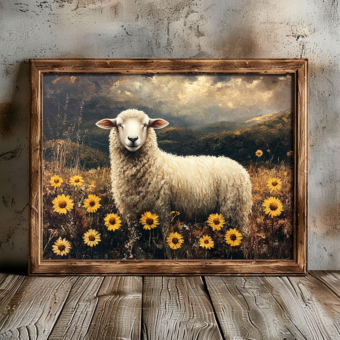 Rustic Sheep Wall Art, Moody Field Landscape Print - Image 6