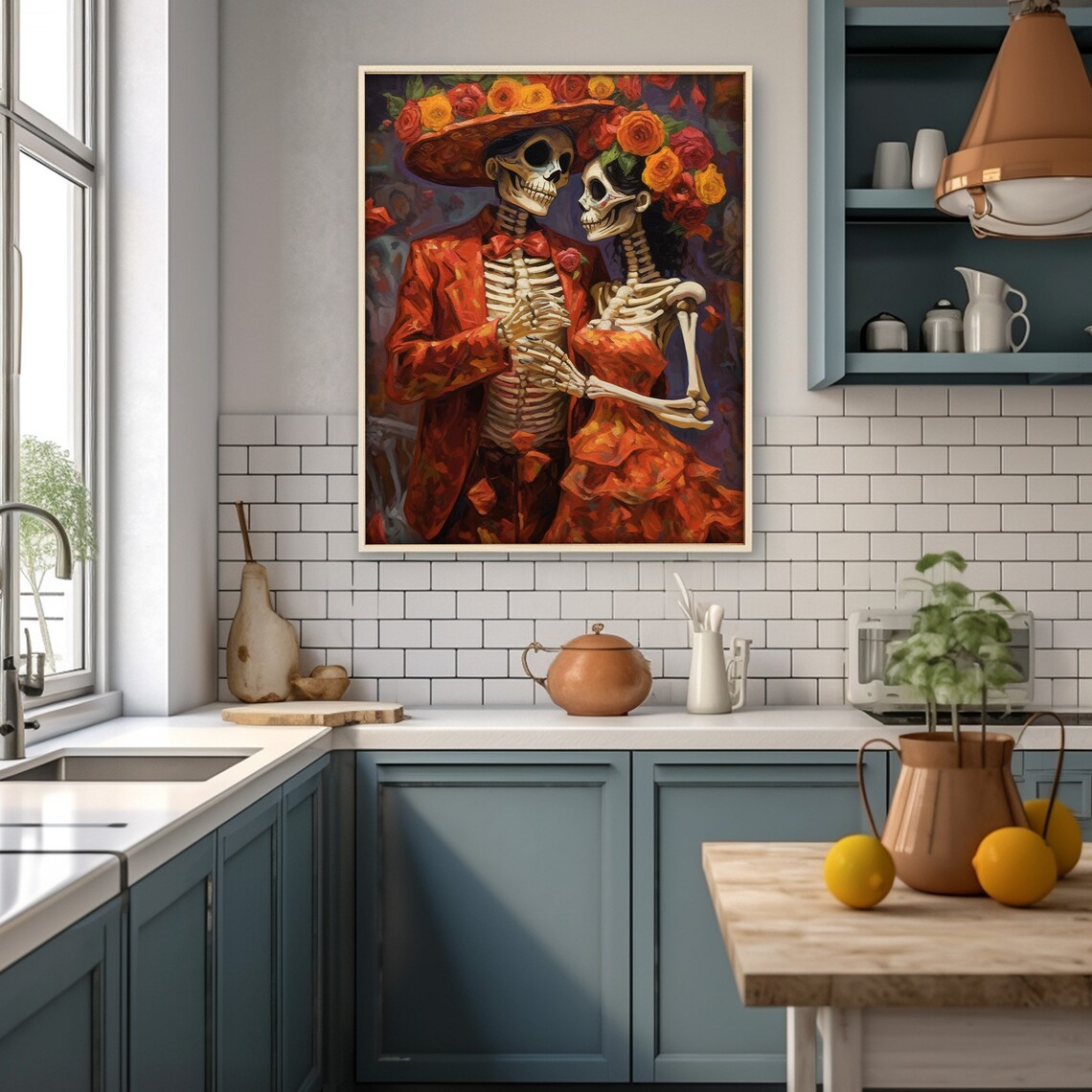 Dia De Los Muertos Skeleton Couple Art Print - Image 2