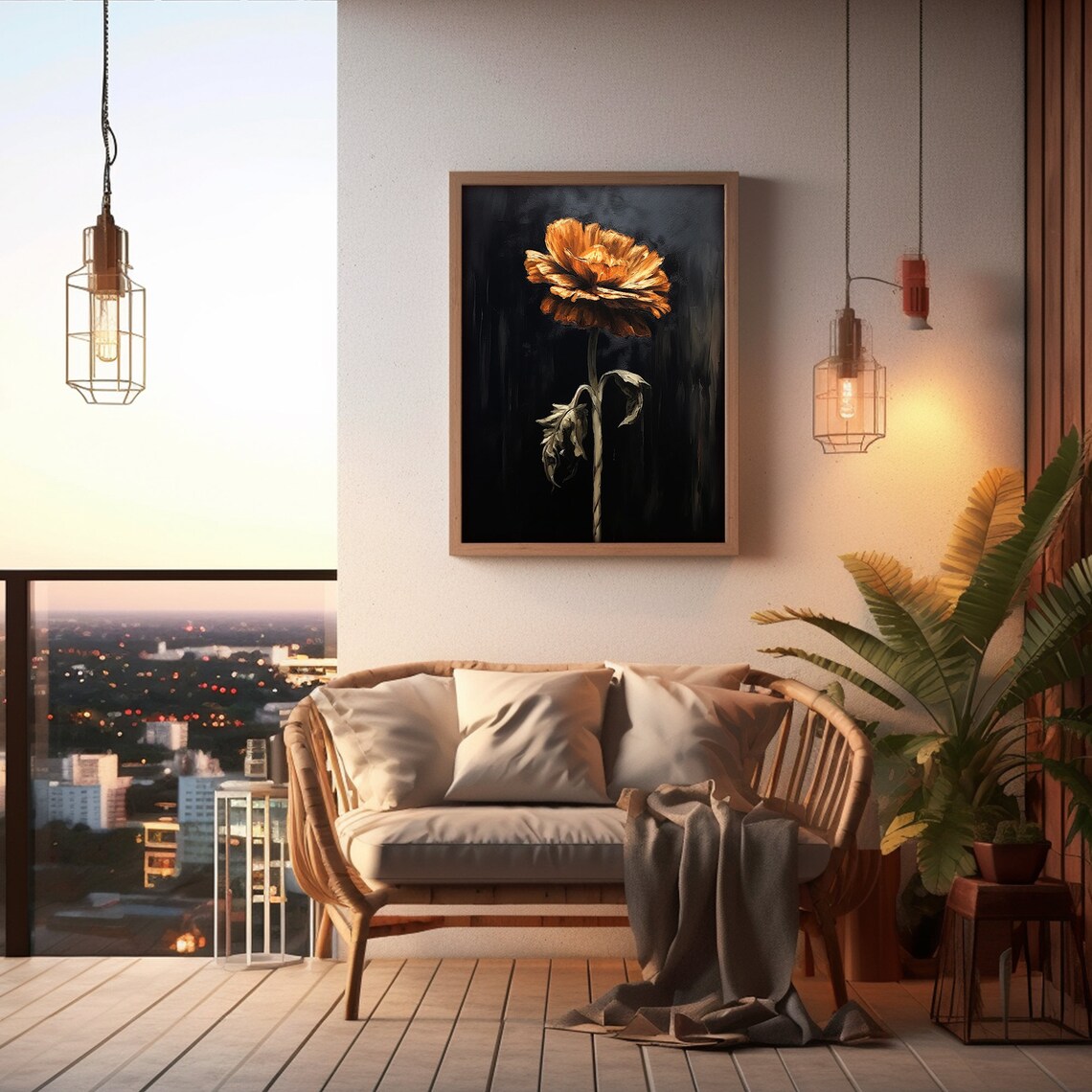 Lonely Orange Blossom Dark Moody Botanical Study Artwork Poster - Image 4