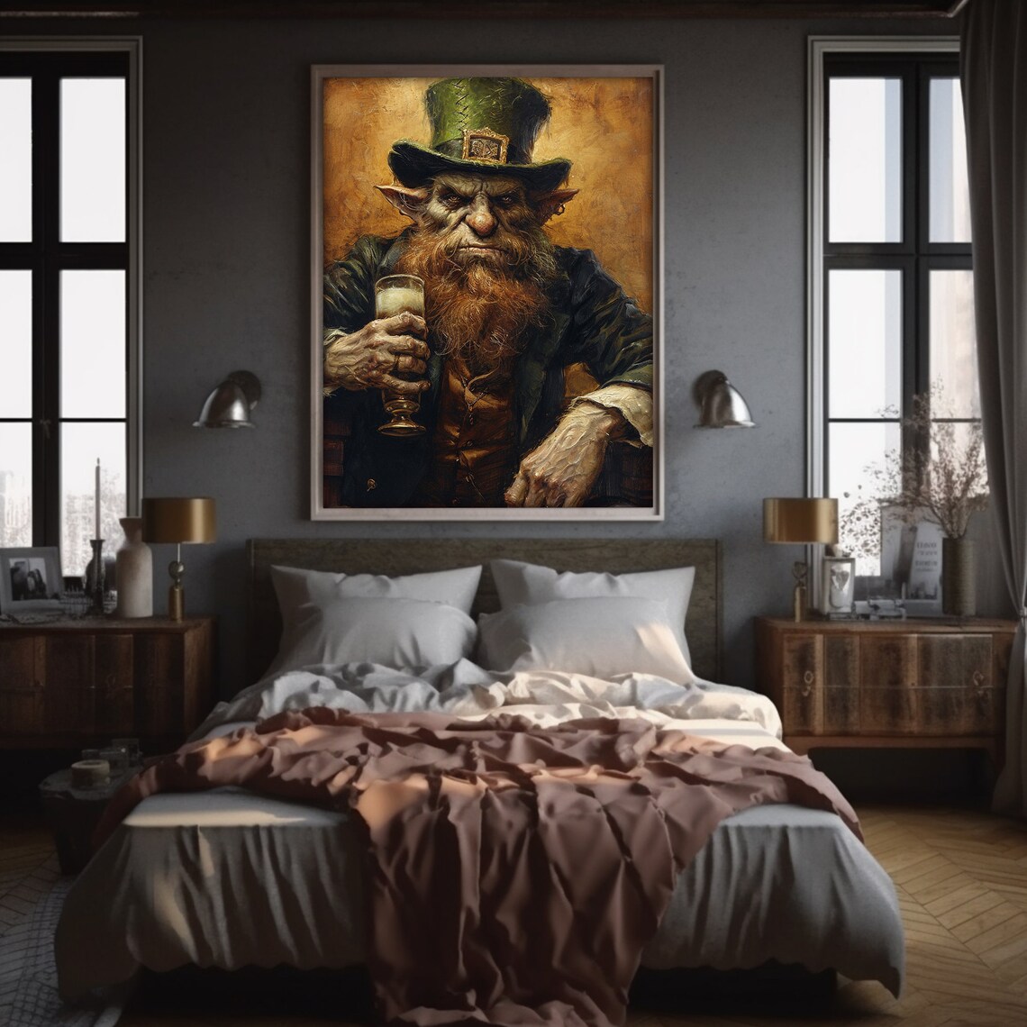 Stern Leprechaun Holding Beer Moody Dark Irish Portrait St Patricks Day Poster - Image 4
