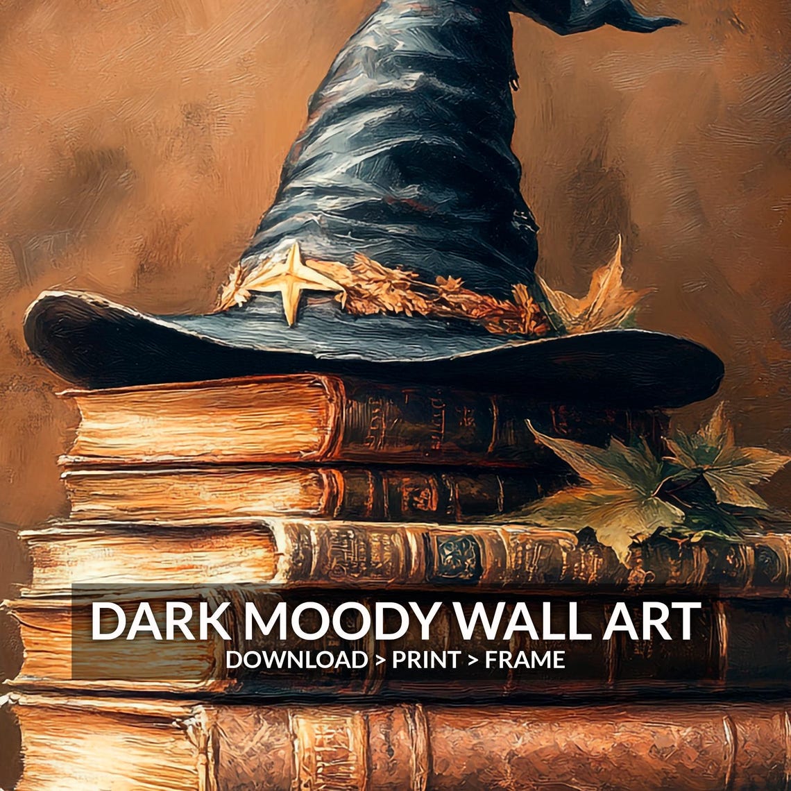 Witch Hat on Stack of Old Books Autumn Leaves Halloween Poster - Image 6