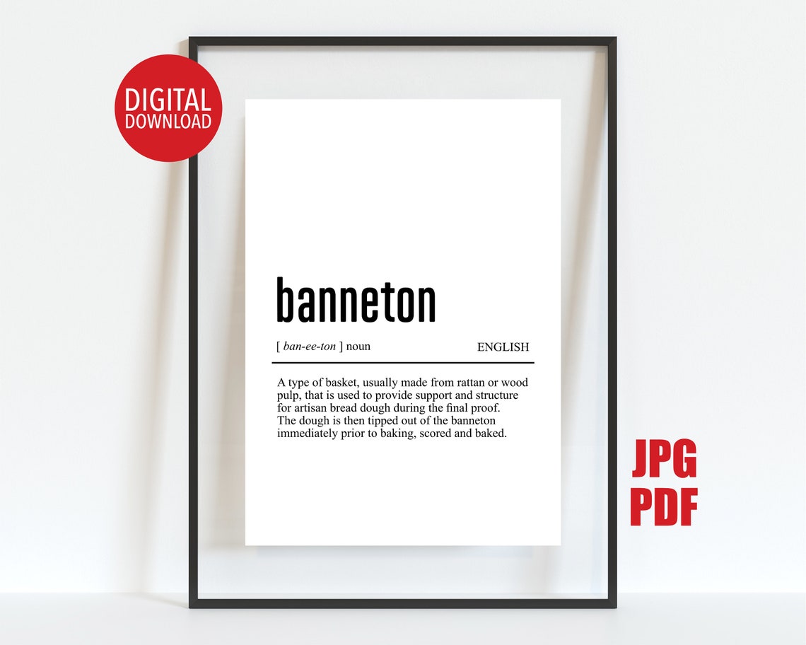 Banneton Definition Sourdough Baker Kitchen Wall Decor Poster
