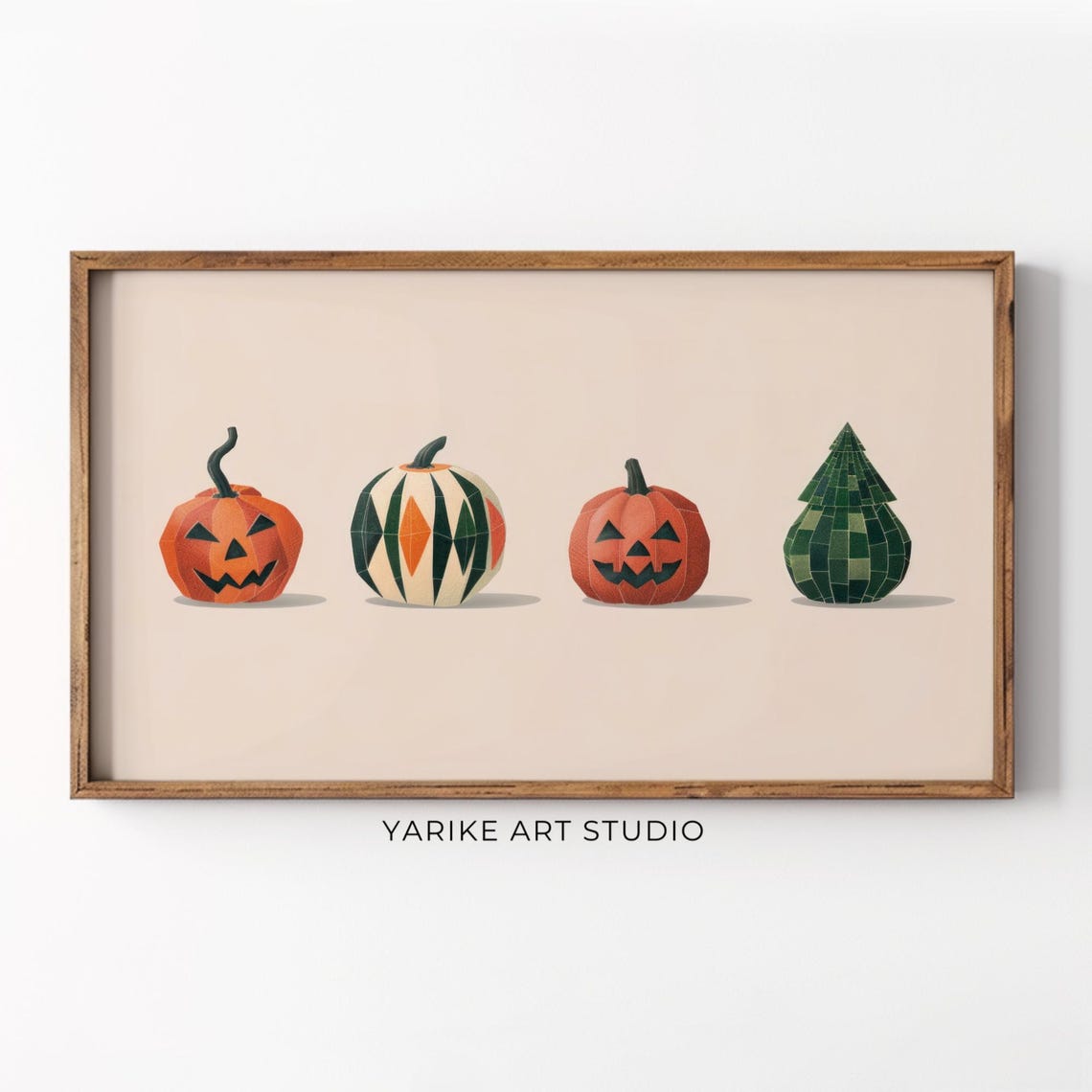 Minimalist Geometric Pumpkins Row Modern Abstract Fall Art Poster