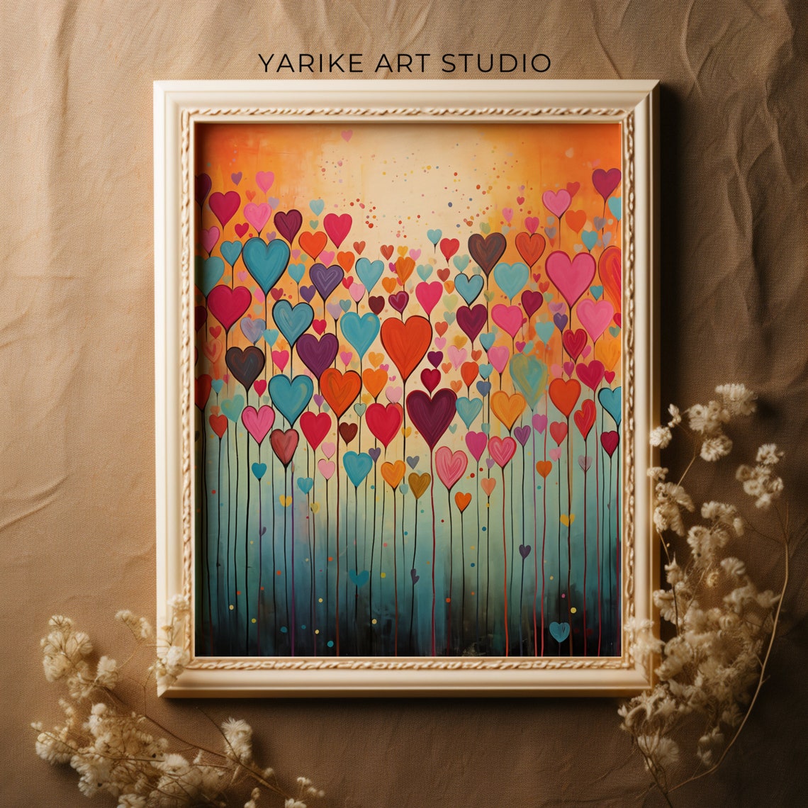 Colorful Heart Balloons Floating Up Gradient Valentine Poster - Image 5