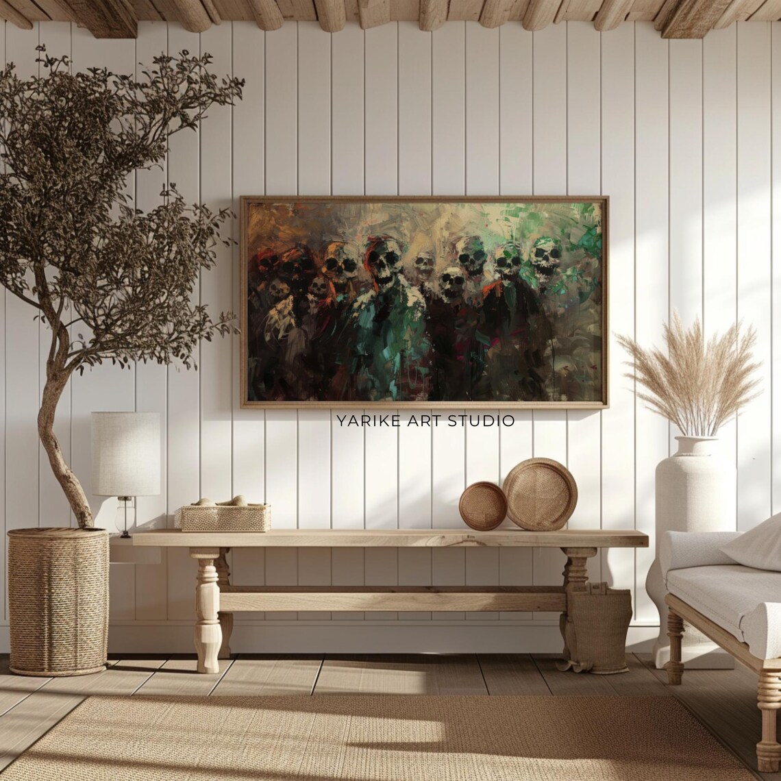 Undead Rise Painting Frame Tv Art Halloween Skeletons Painting Tv Art Frame Halloween Decor Living Room Tv Art 227 - Image 2