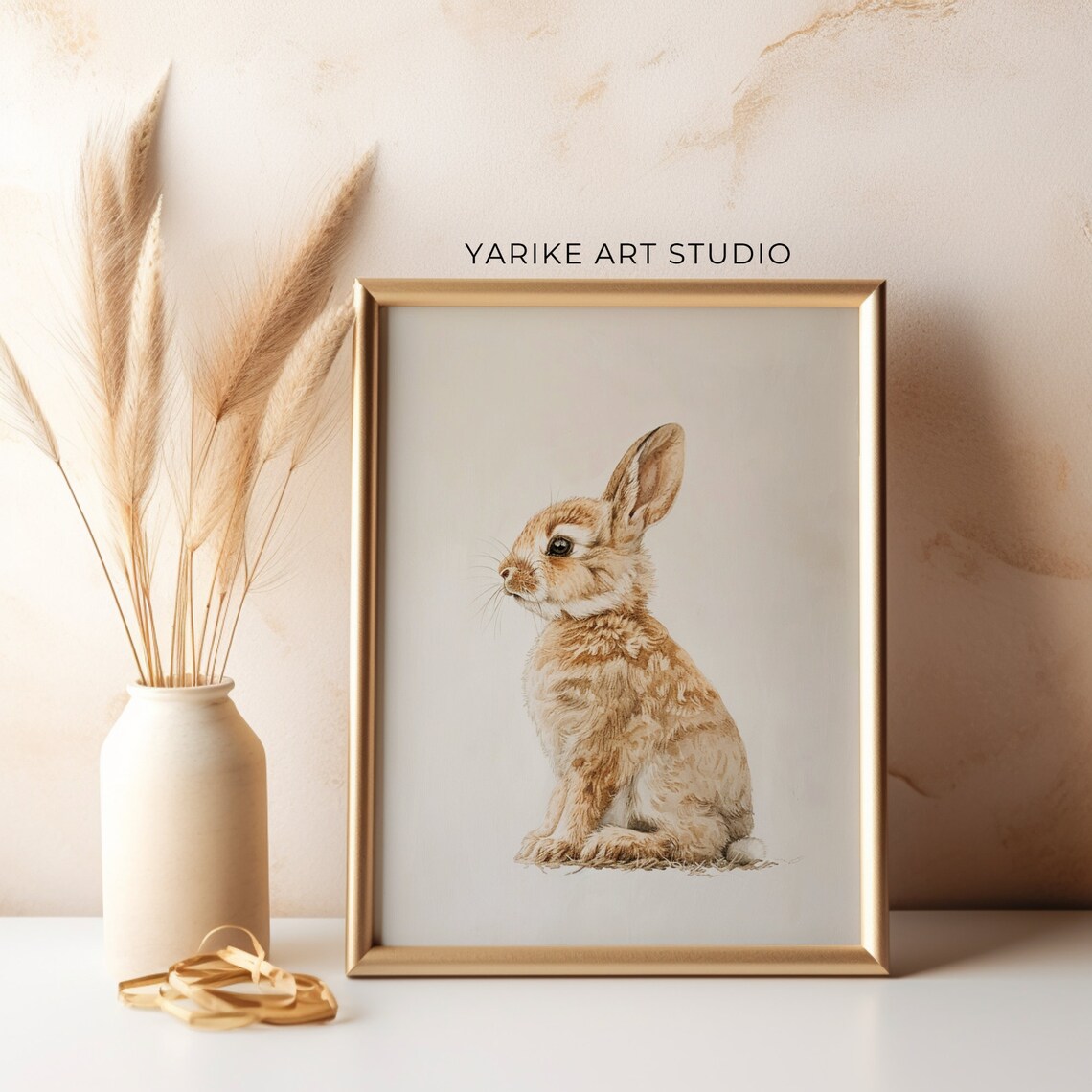 Sweet Brown Bunny Portrait Soft Watercolor Wildlife Art Poster - Image 3