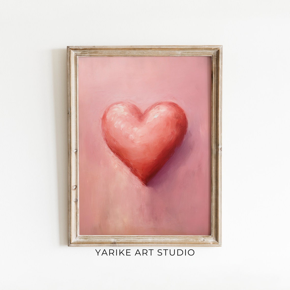Soft Pink Painted Heart On Blush Background Sweet Love Poster