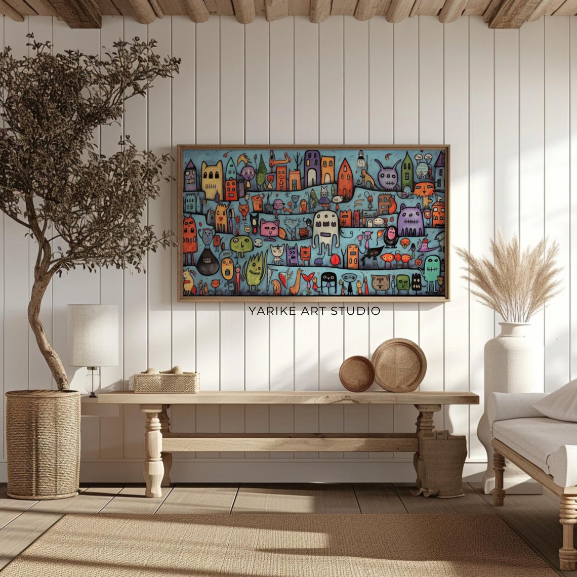 Whimsical Doodle Monster Crowd Colorful Quirky Character Art Poster - Image 2
