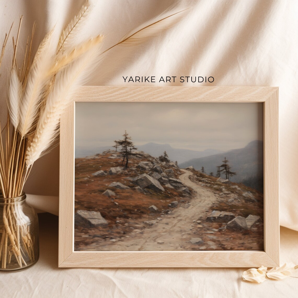 Rustic Mountain Landscape, Vintage Cabin Art - Image 2