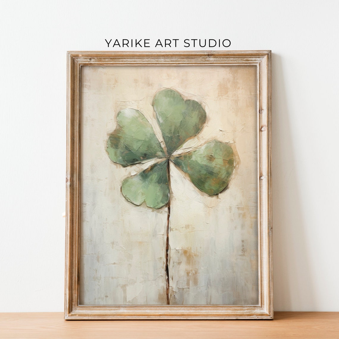 Lucky Four Leaf Clover Minimalist Botanical Green Art Poster - Image 5