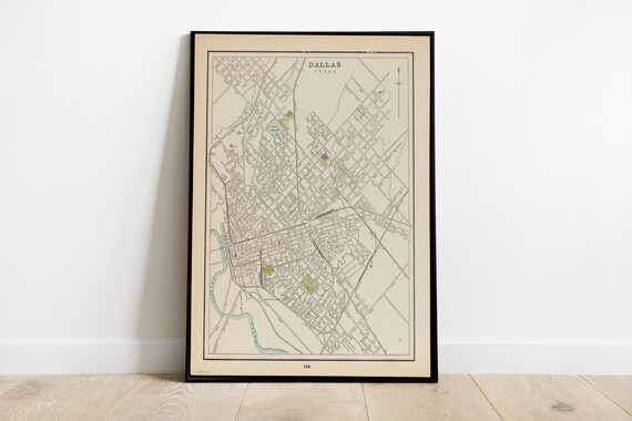 Dallas Map Antique Poster 1896 Wall Art Home Decor Old