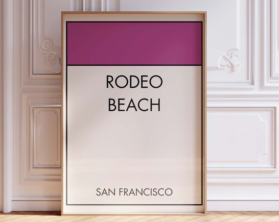 Rodeo Beach San Francisco Magenta Color Block Minimalist Poster