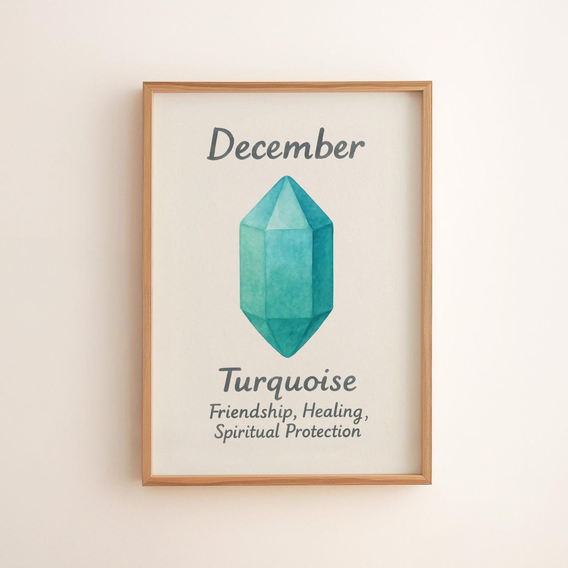 December Turquoise Gem Spiritual Protection Wall Art Birthstone Decor Friendship Healing Crystal Print Unique 130