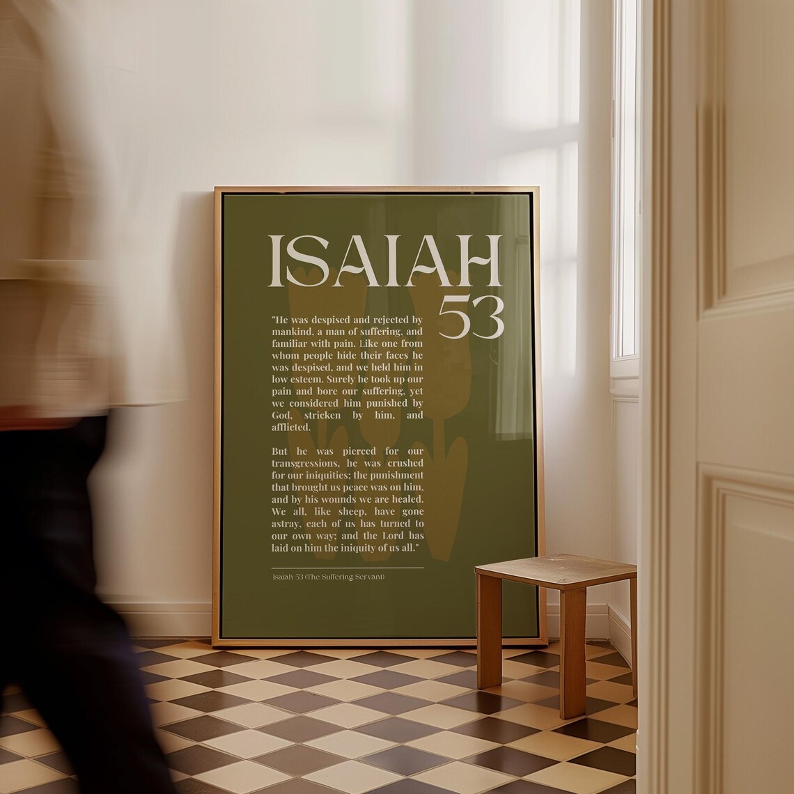 Isaiah 53 Scripture Print Christian Wall Art Green Decor