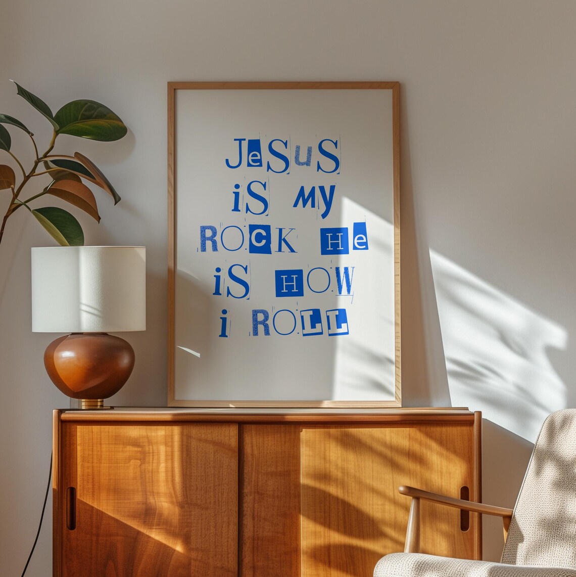 Jesus Is My Rock He Is How I Roll Blue Christian Quote Poster