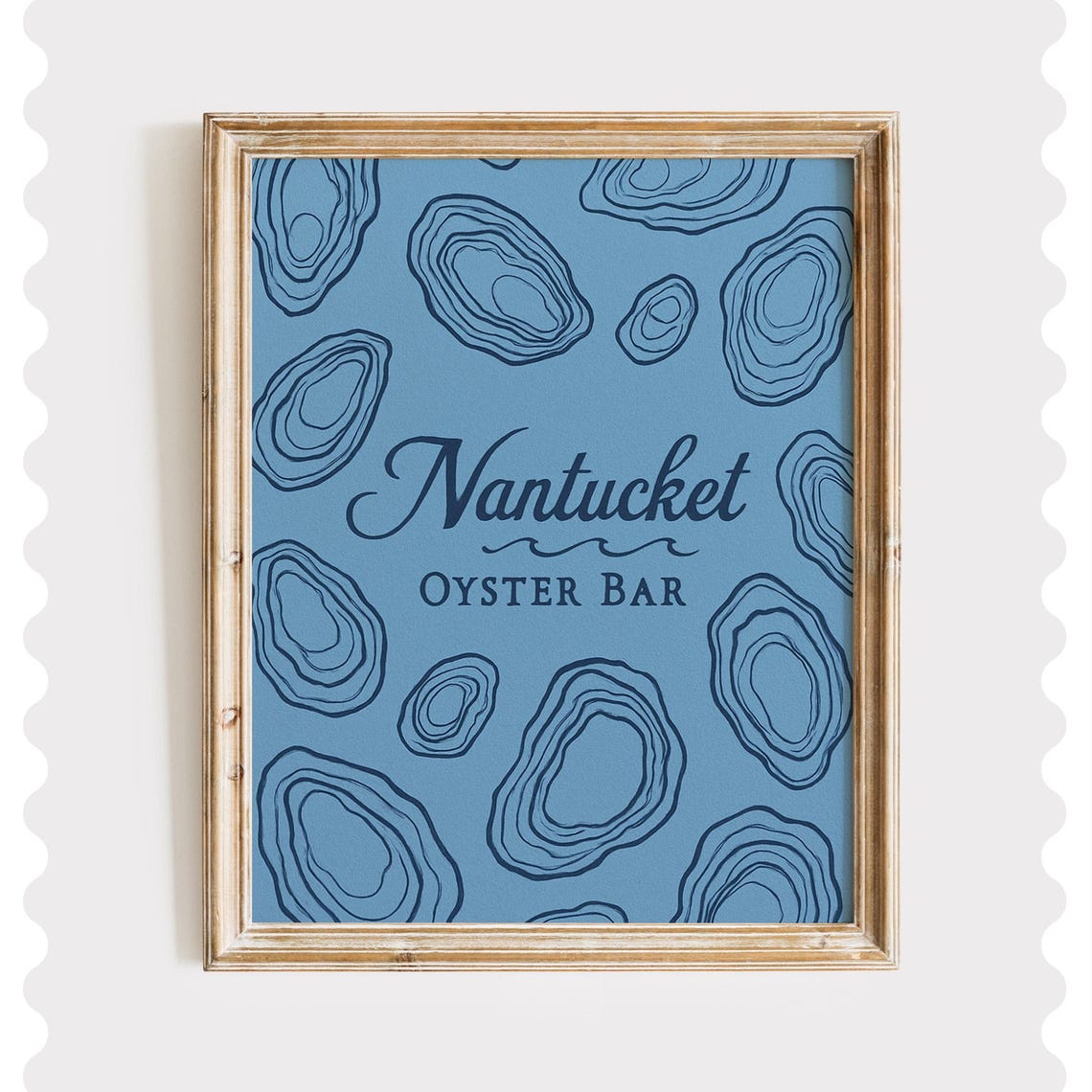 Nantucket Oyster Bar Blue Beach Coastal Kitchen Sign Decor Poster