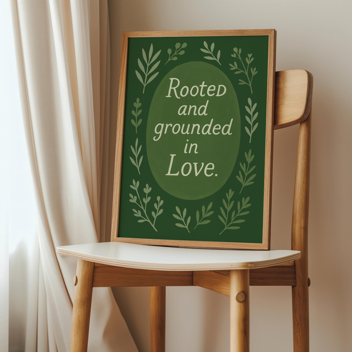 Rooted and Grounded in Love Deep Green Botanical Faith Poster