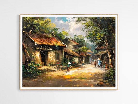 Rustic Vietnam Village Art Print Vietnamese Inspired Wall Living Room Decor Zen Home Gift